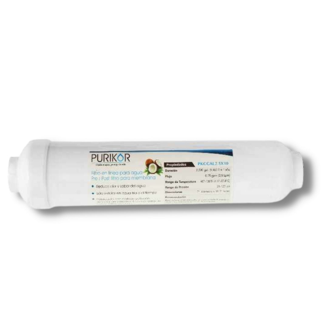 Filtro de carbón activado granular en linea de 2.5″ x 10″